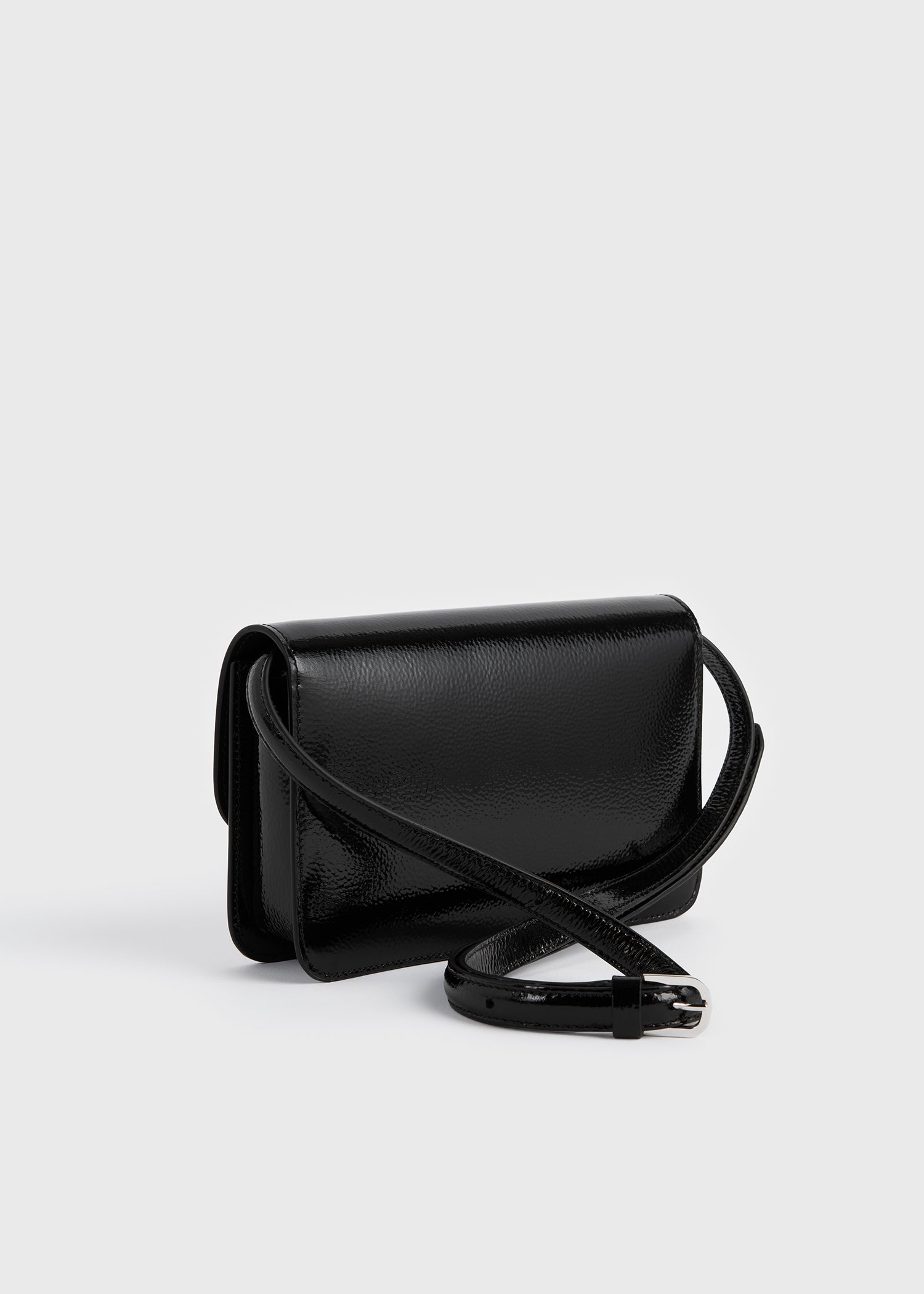 T-lock grained-patent crossbody black