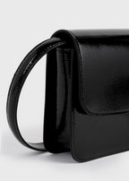 T-lock grained-patent crossbody black