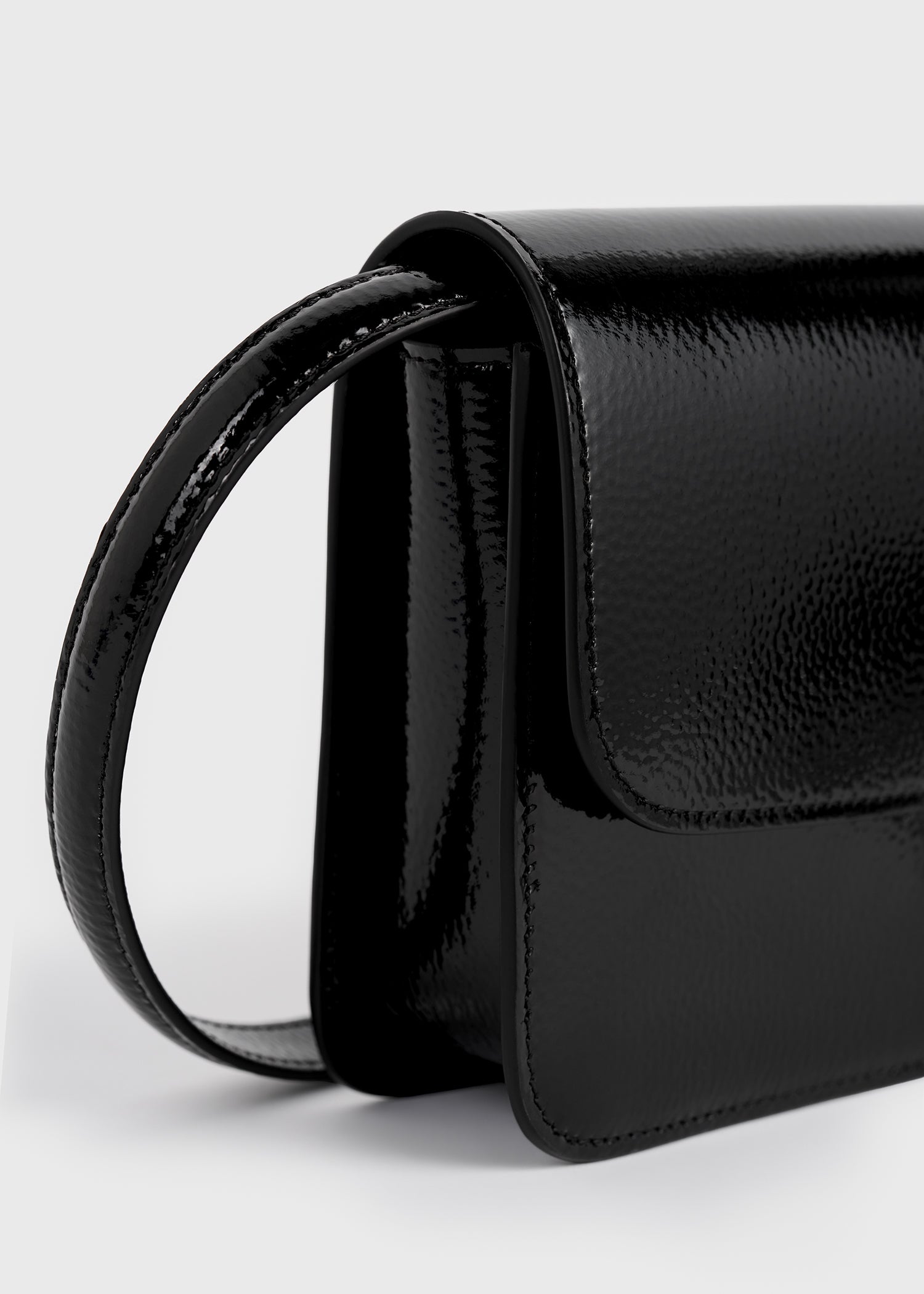 T-lock grained-patent crossbody black