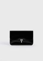 T-lock grained-patent crossbody black
