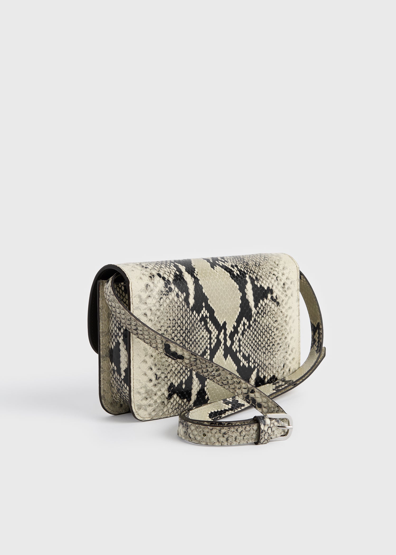 T-lock python-embossed crossbody black/ecru