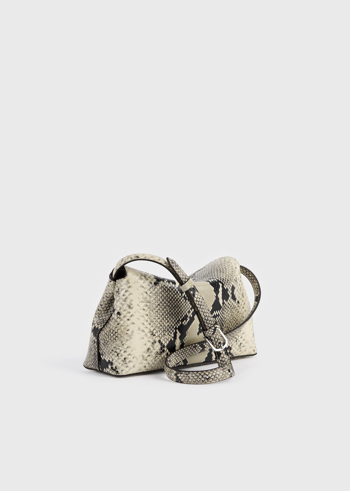 T-lock python-embossed clutch black/ecru