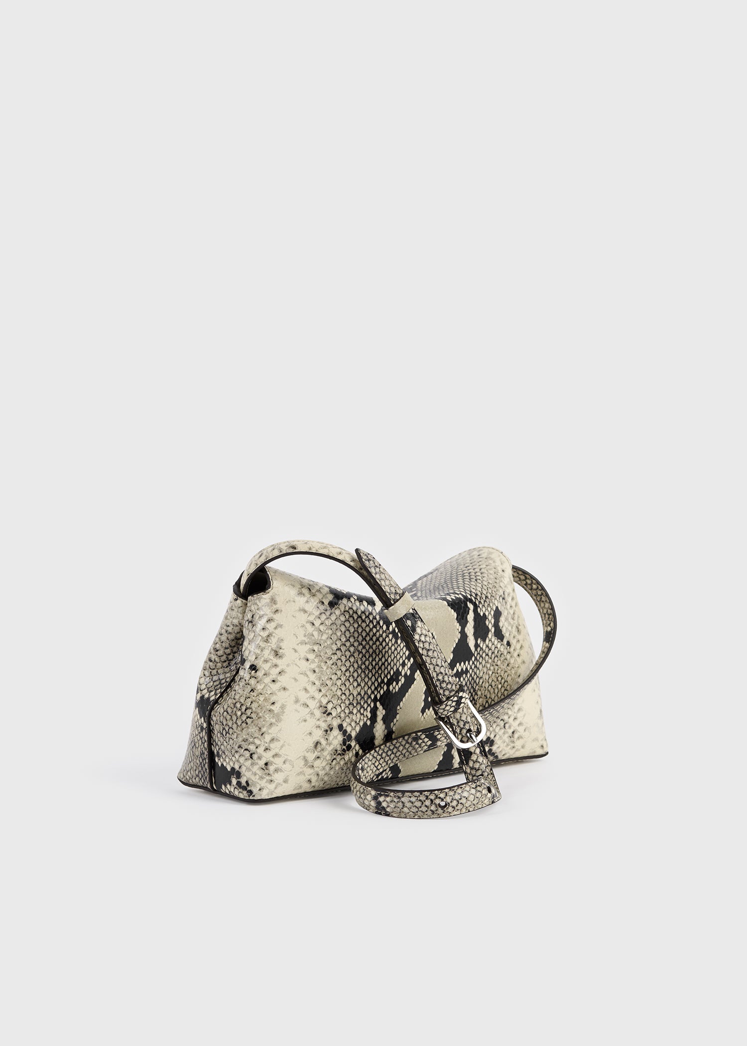 T-lock python-embossed clutch black/ecru