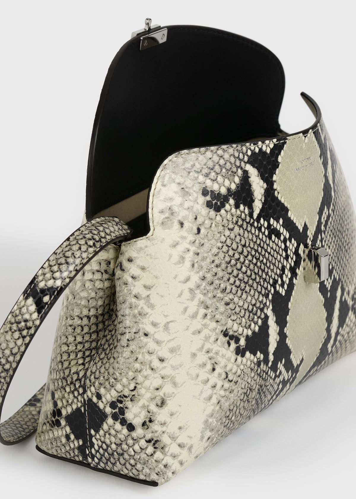 T-lock python-embossed clutch black/ecru