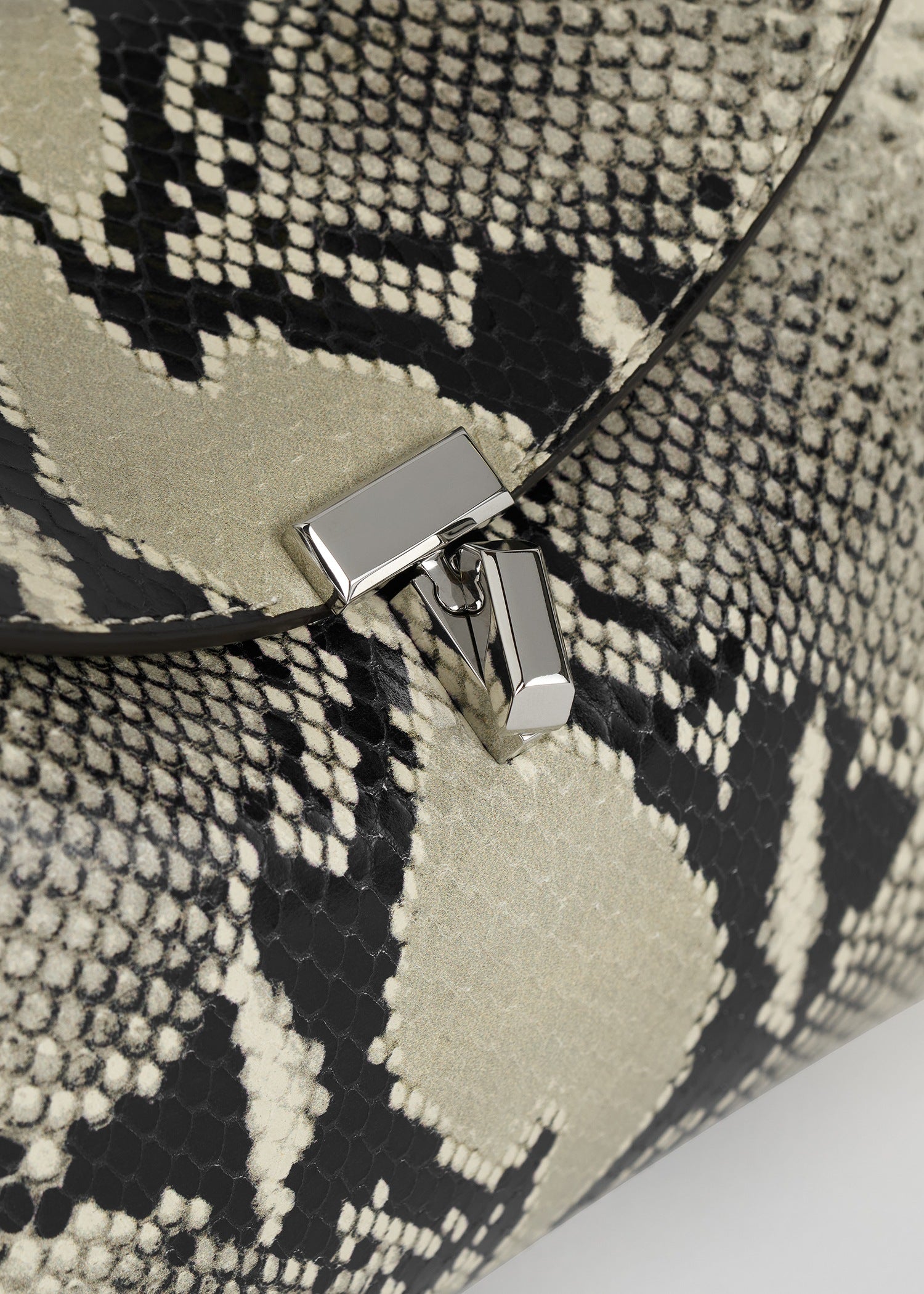 T-lock python-embossed clutch black/ecru