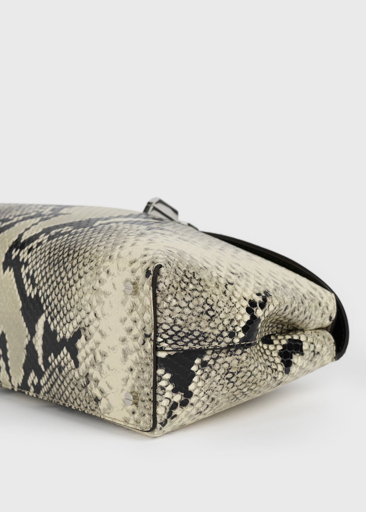 T-lock python-embossed clutch black/ecru