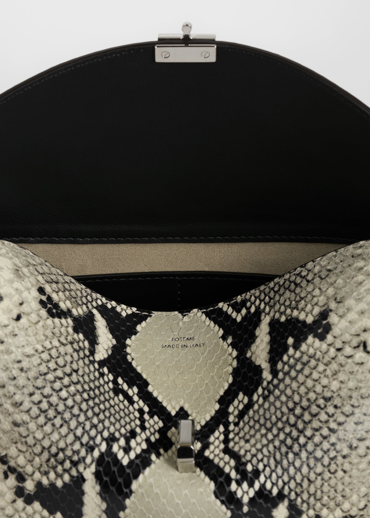 T-lock python-embossed clutch black/ecru