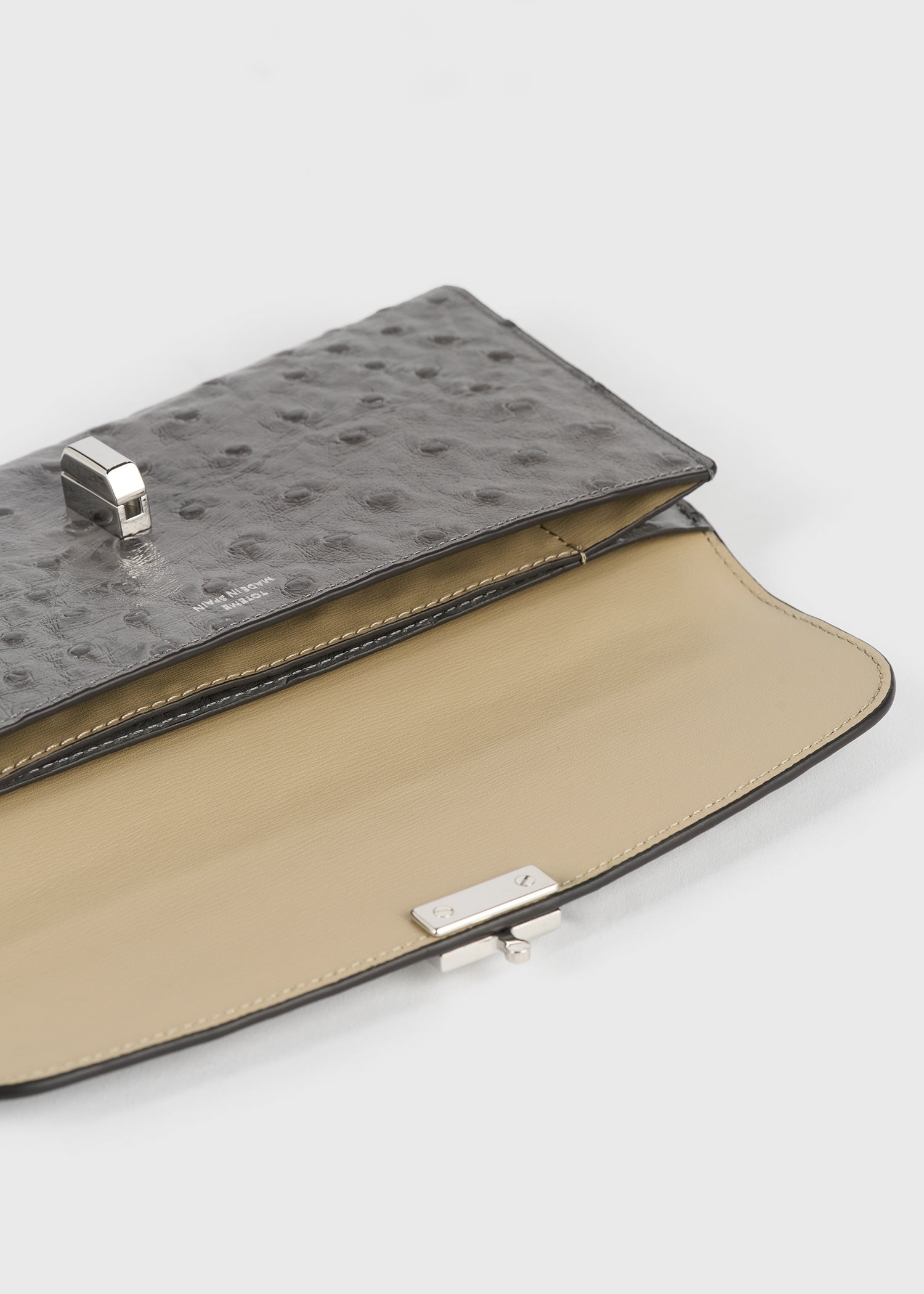 T-lock ostrich-embossed wallet grey