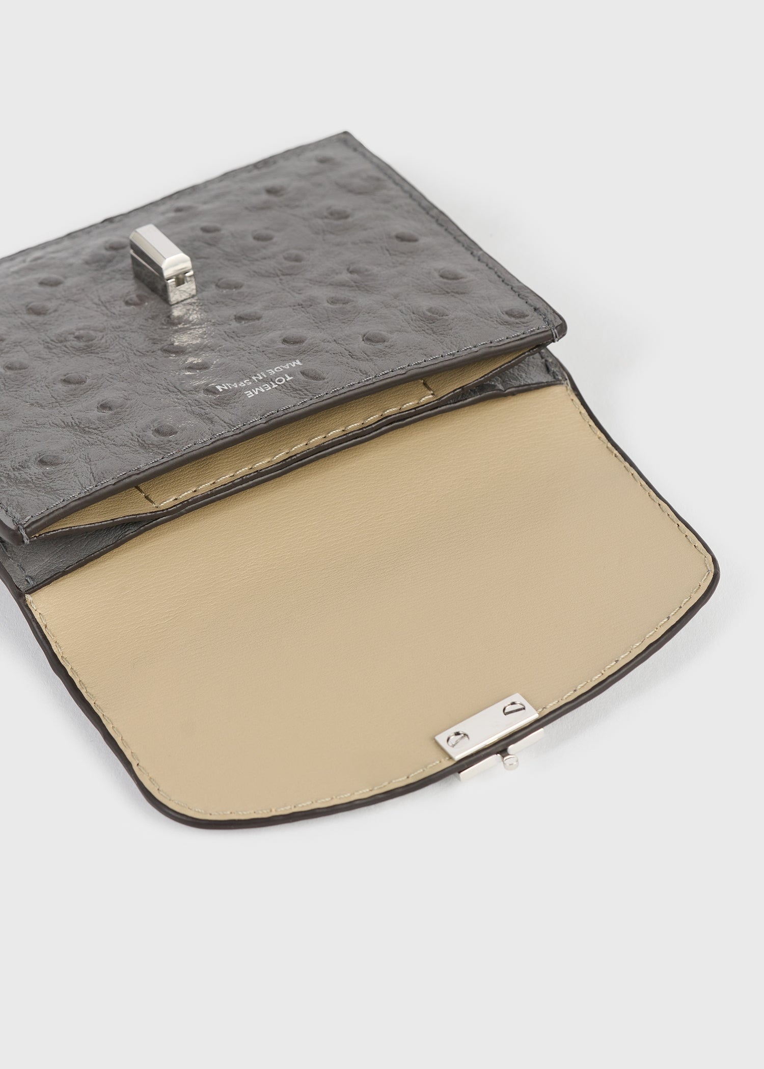 T-lock ostrich-embossed cardholder grey