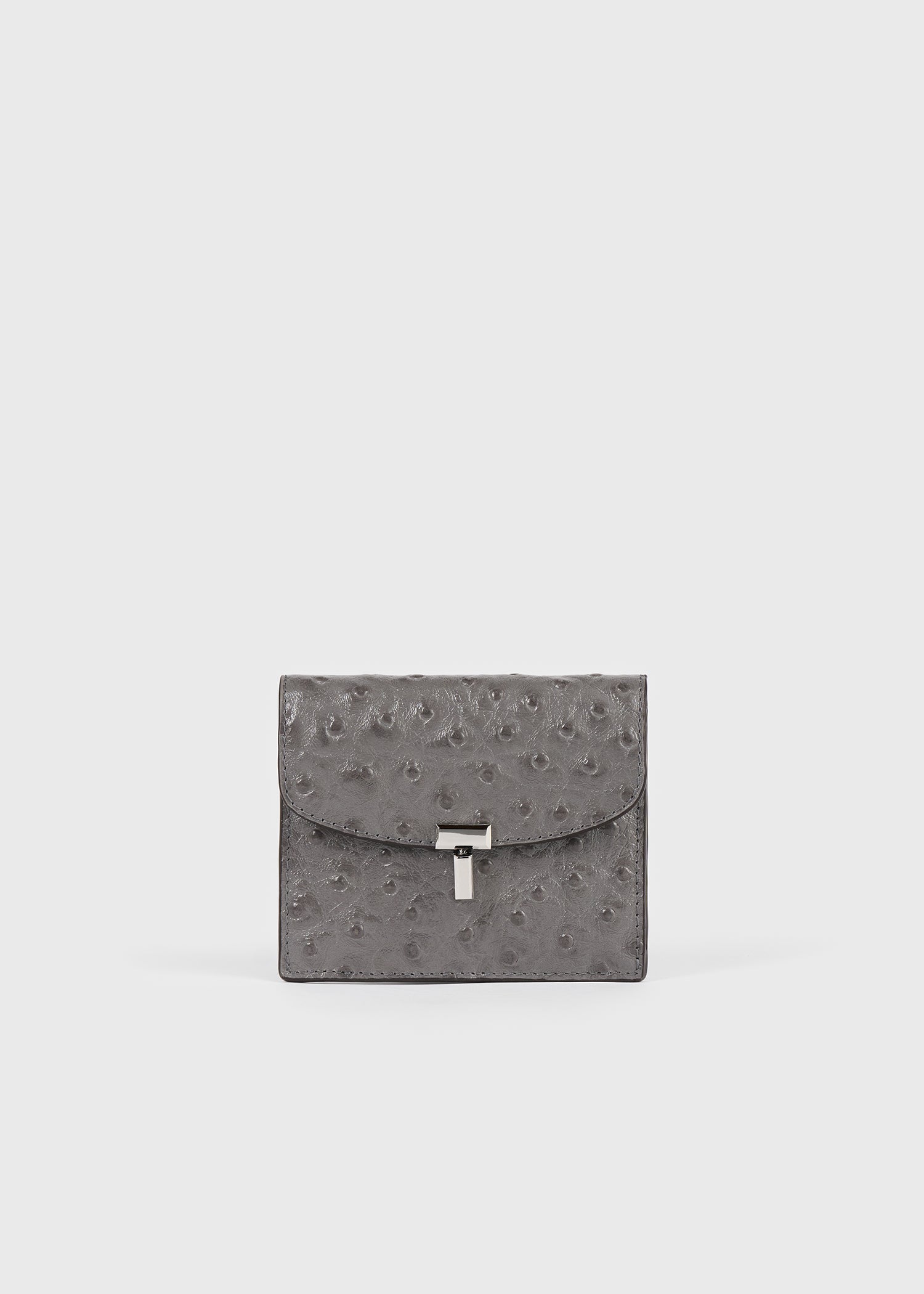 T-lock ostrich-embossed cardholder grey
