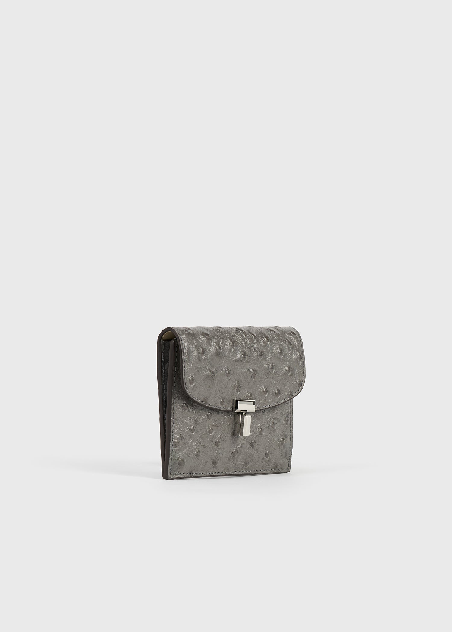 T-lock ostrich-embossed cardholder grey