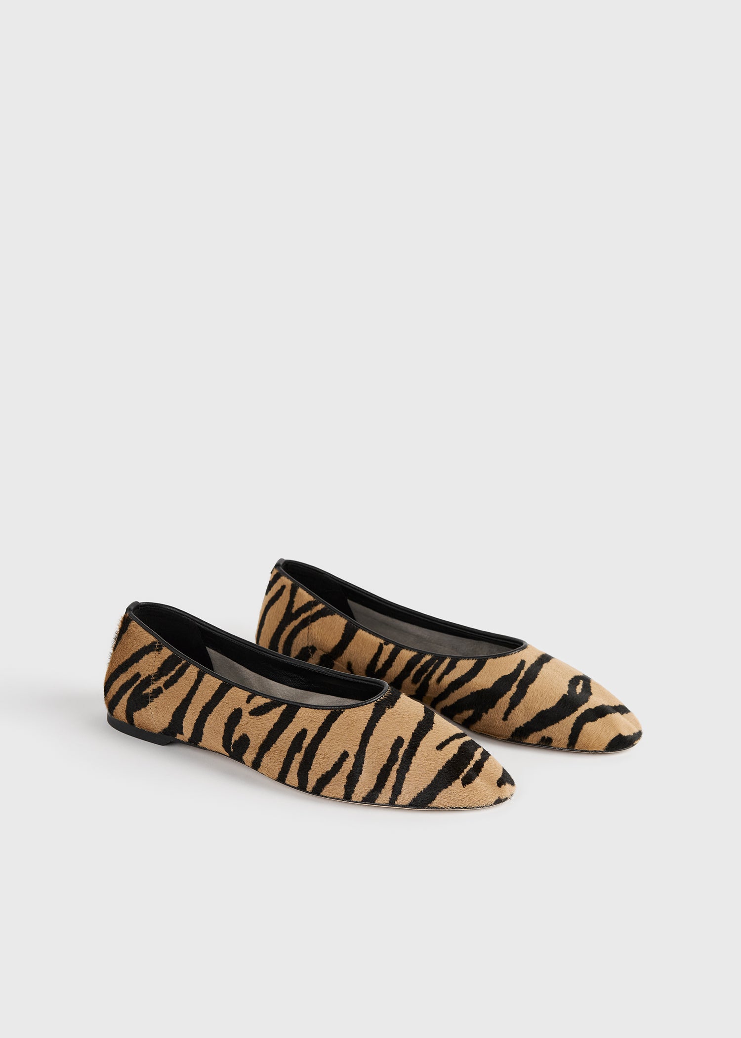 Slip pony hair ballerinas tiger