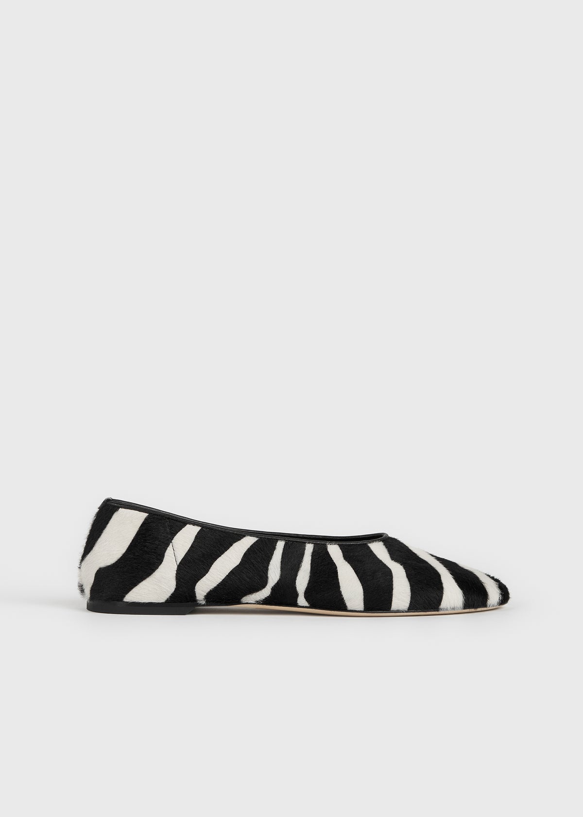 Slip pony hair ballerinas zebra
