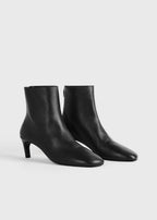 Nappa mid-heel boots black