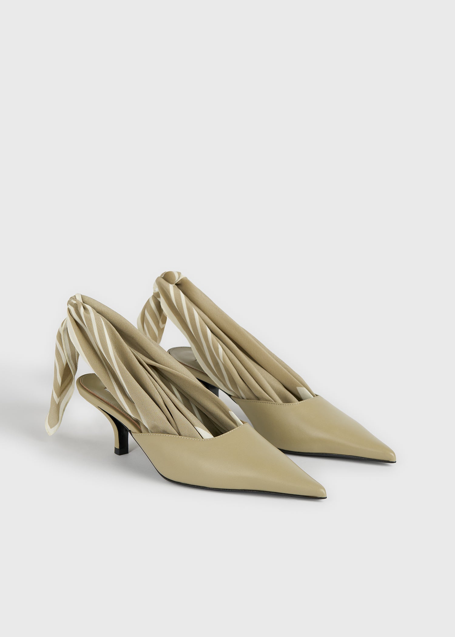 Scarf nappa slingbacks cashew