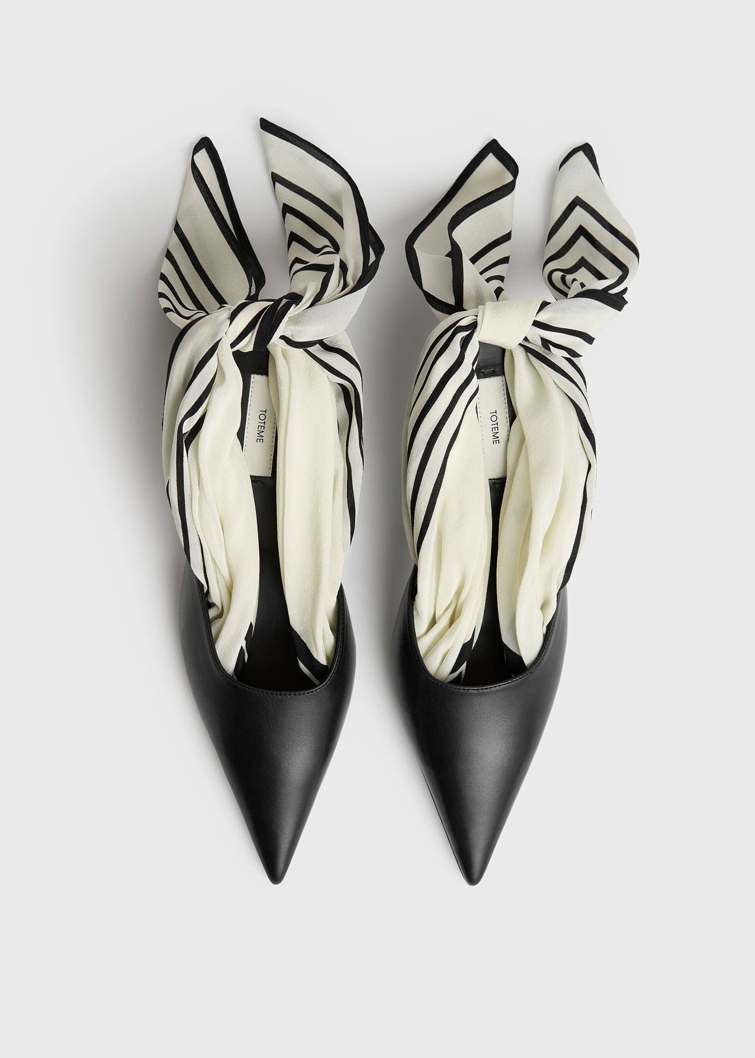 Scarf nappa slingbacks black/ecru