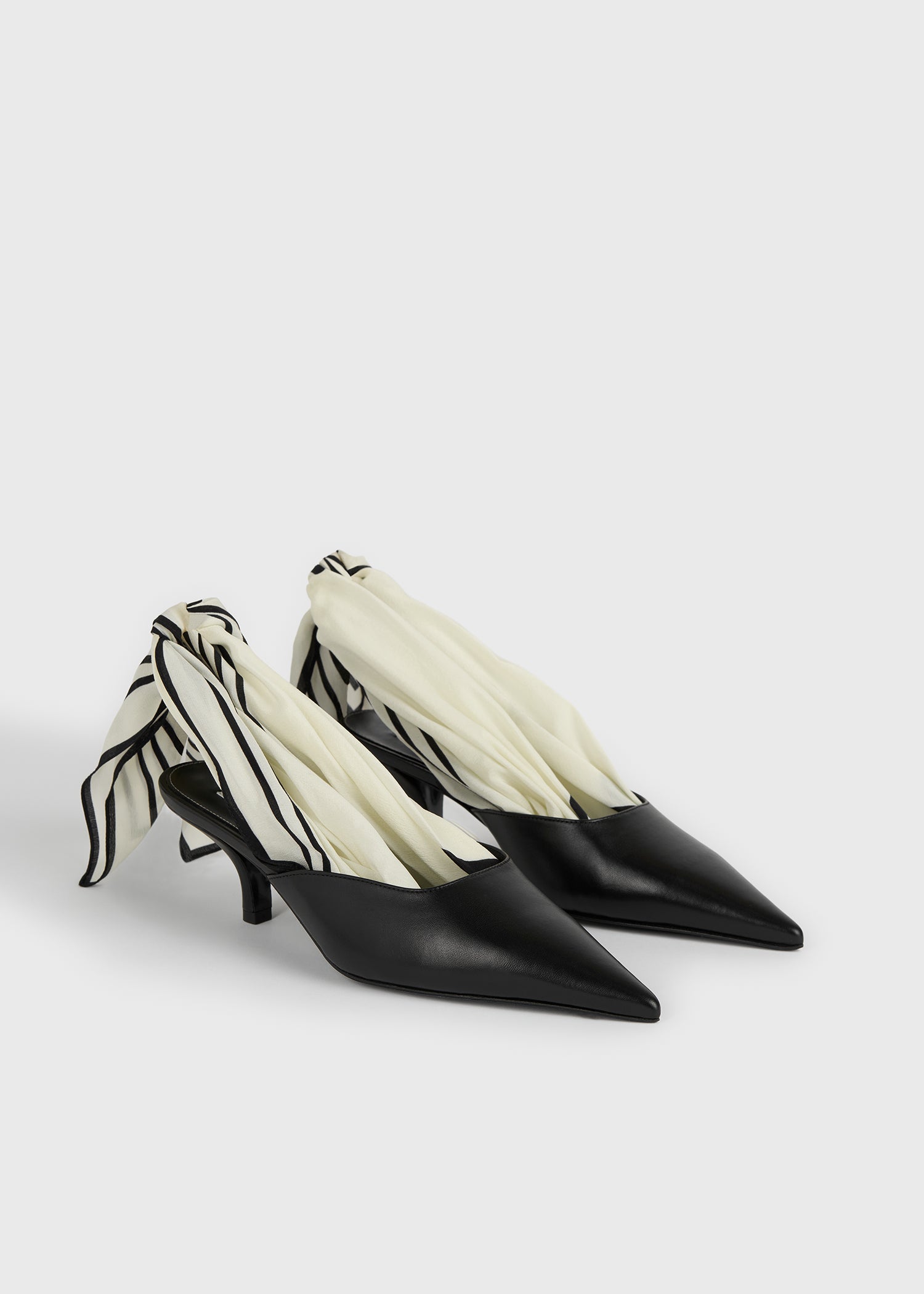 Scarf nappa slingbacks black/ecru