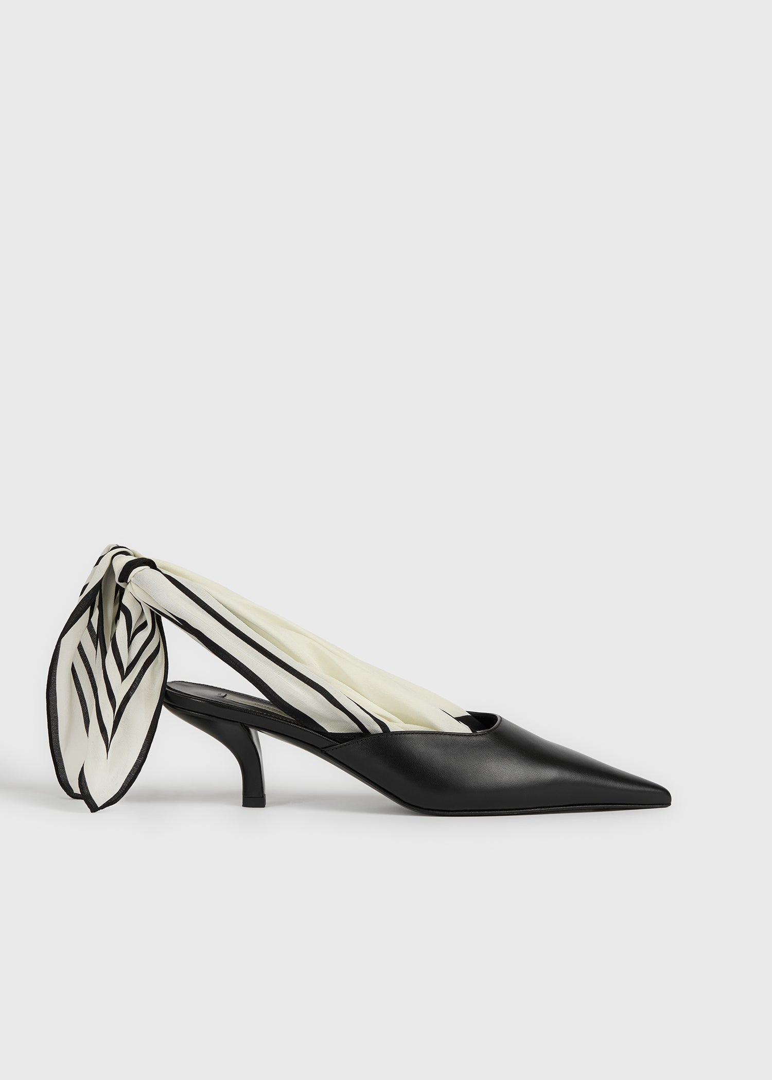 Scarf nappa slingbacks black/ecru