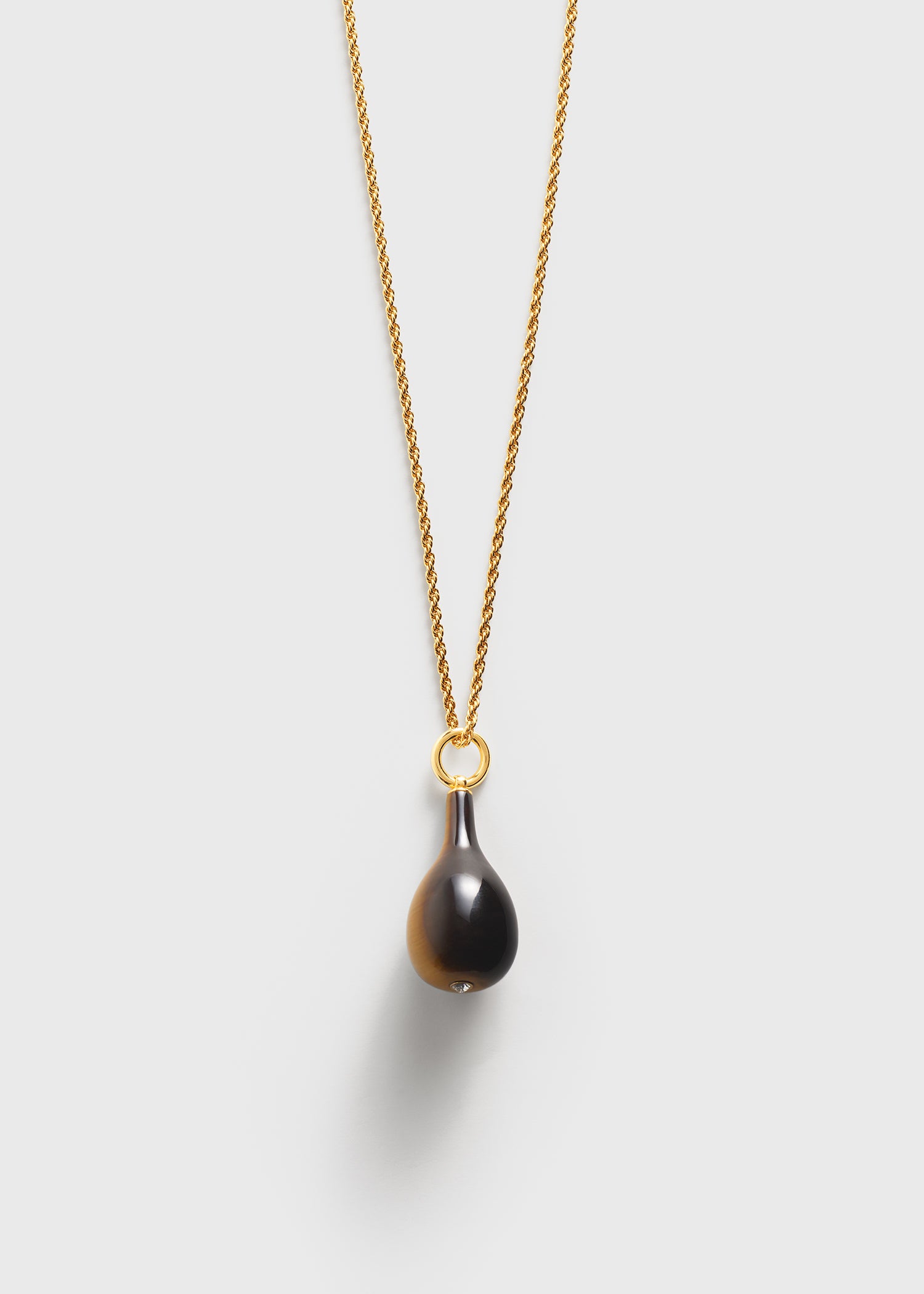 Medium tiger's eye drop necklace tiger's eye/gold