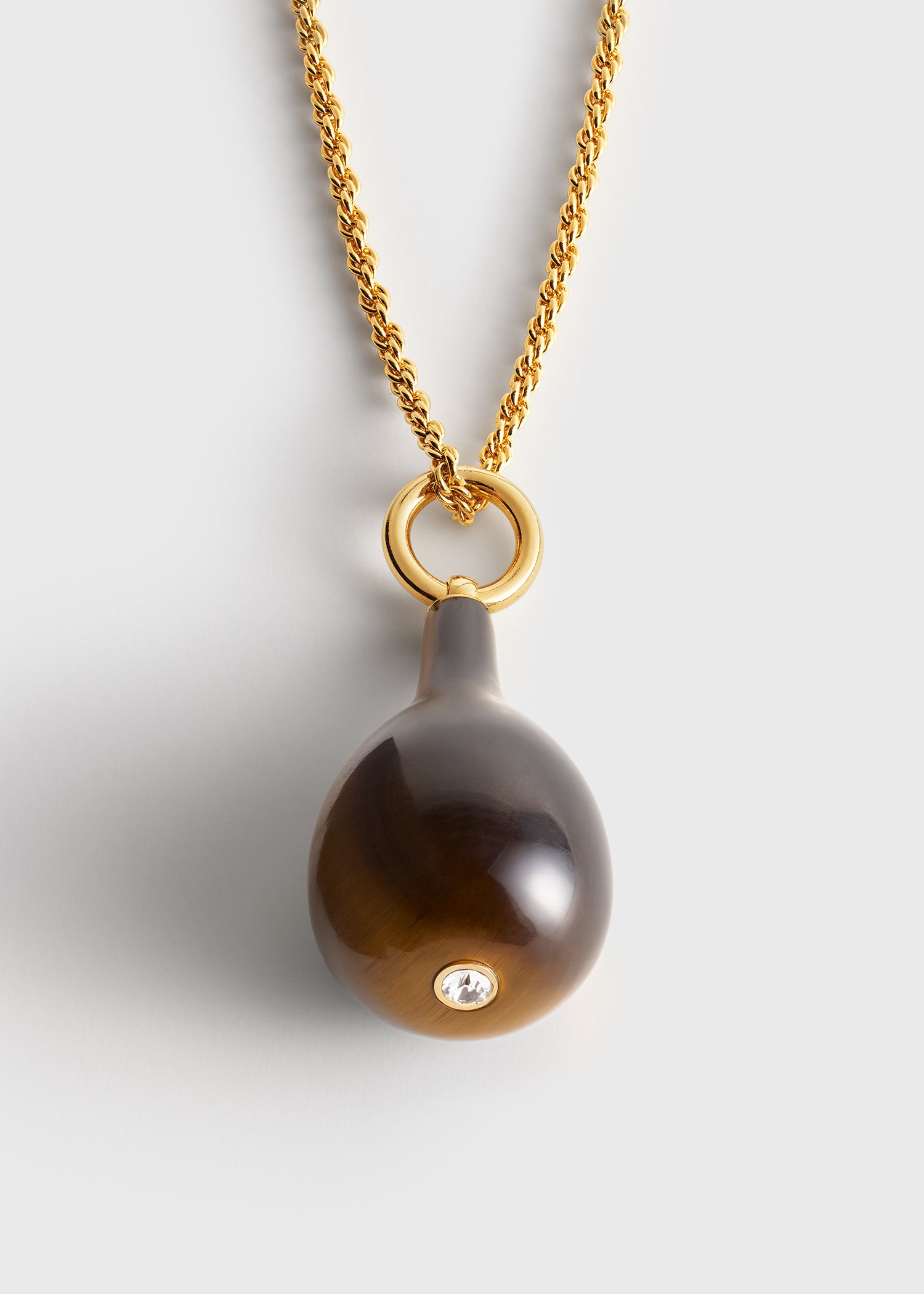 Medium tiger's eye drop necklace tiger's eye/gold