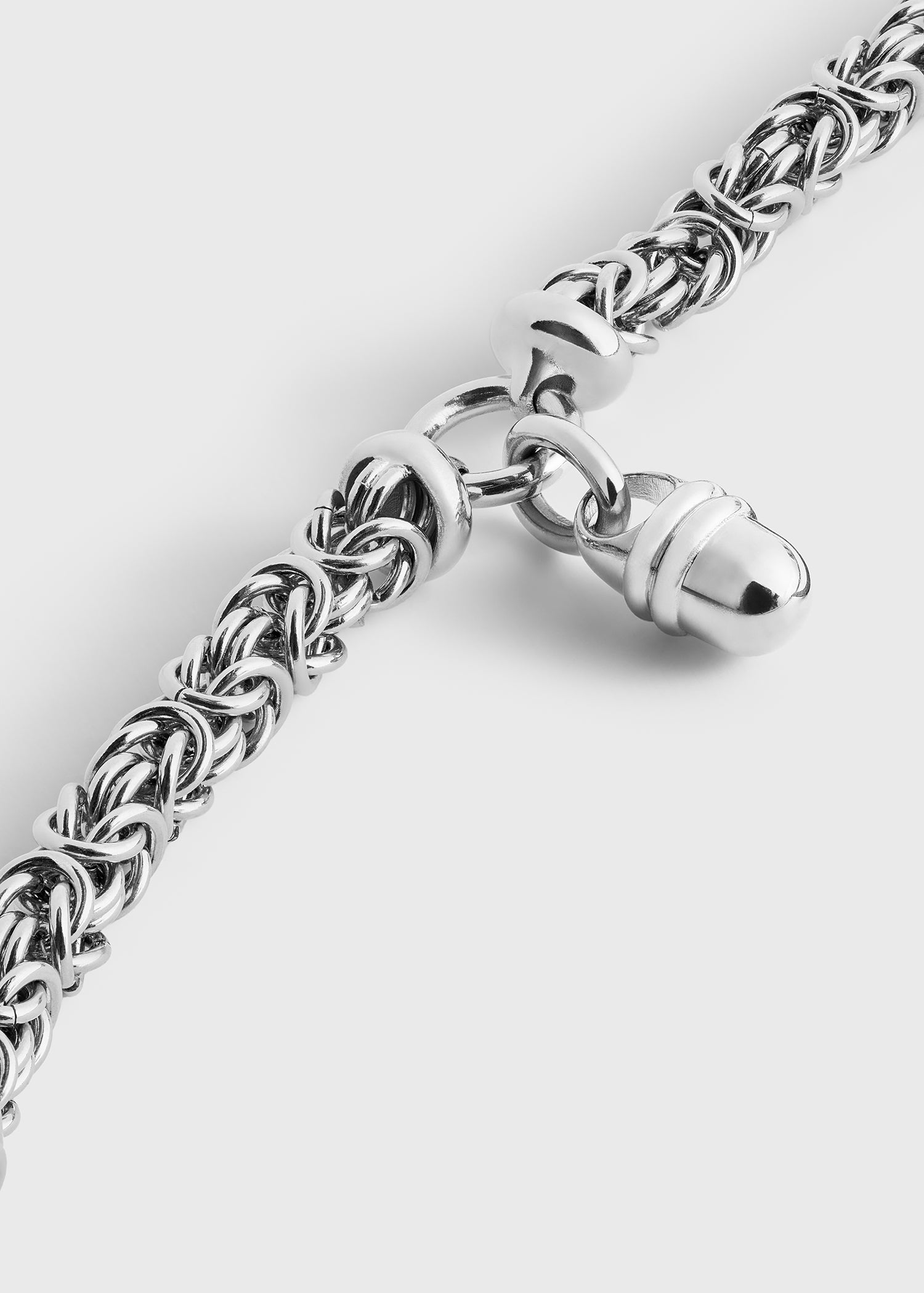 Elongated byzantine necklace silver