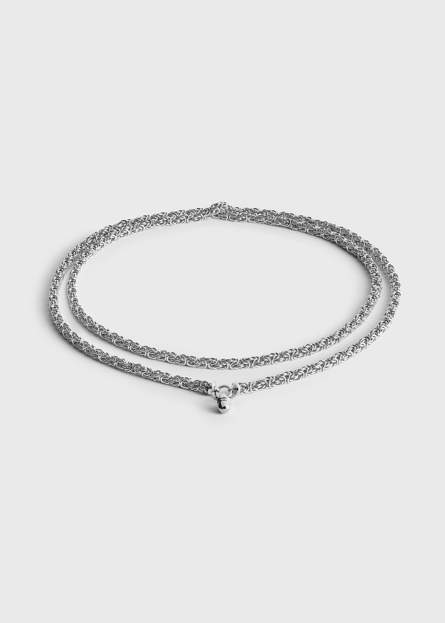 Elongated byzantine necklace silver