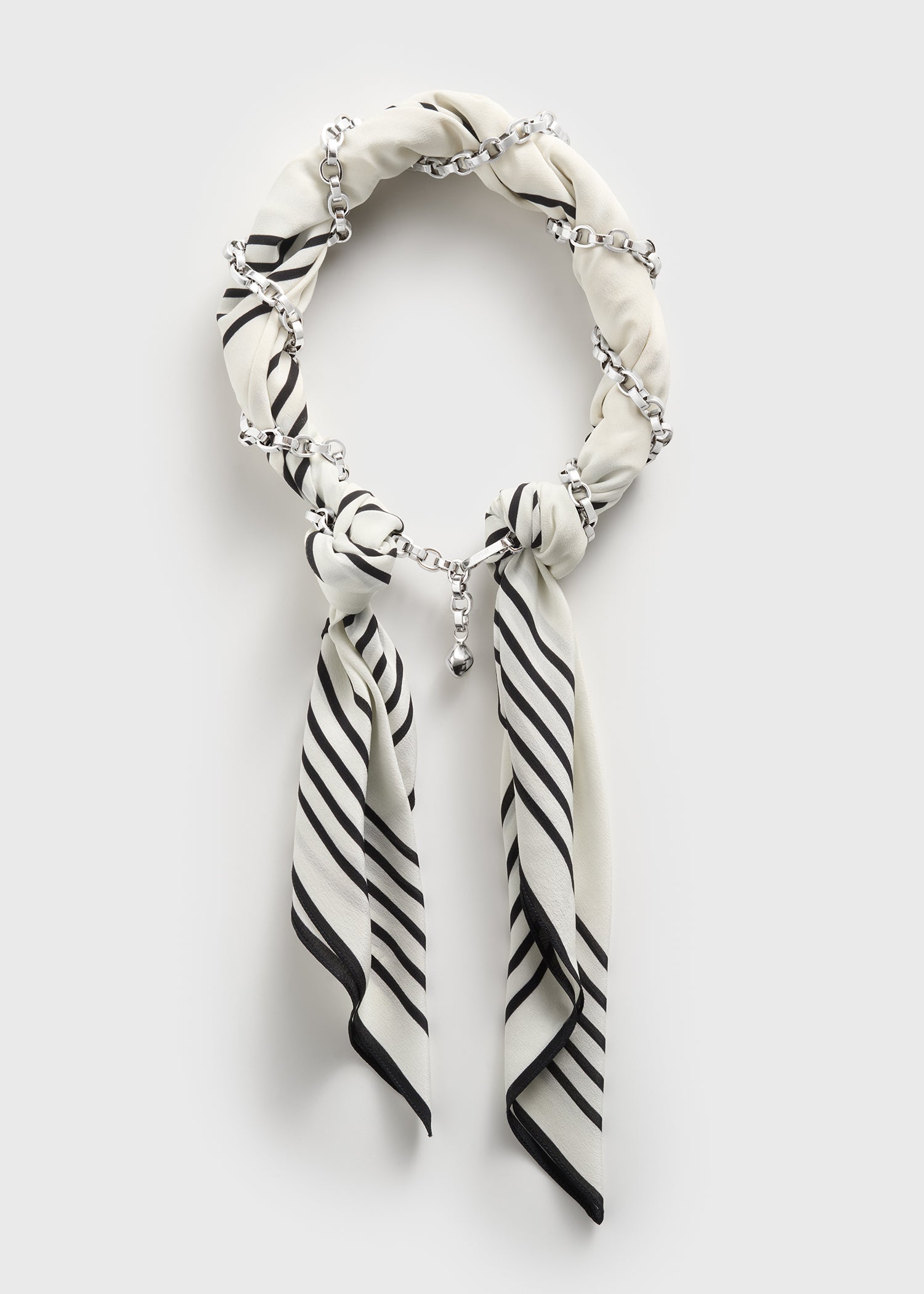 Silk scarf collar ecru/black/silver