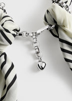 Silk scarf collar ecru/black/silver