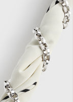 Silk scarf collar ecru/black/silver
