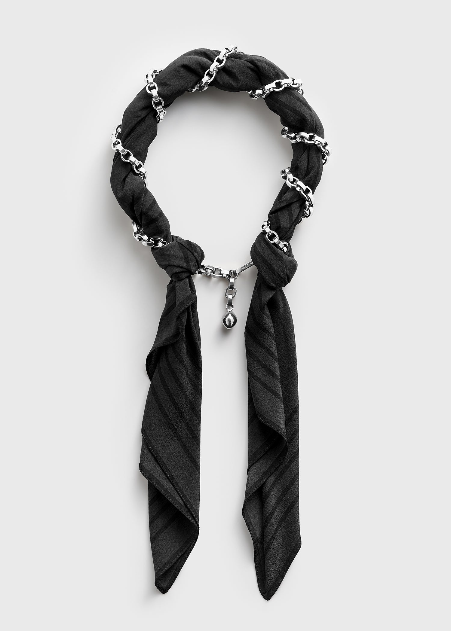 Silk scarf collar faded black/black/silver