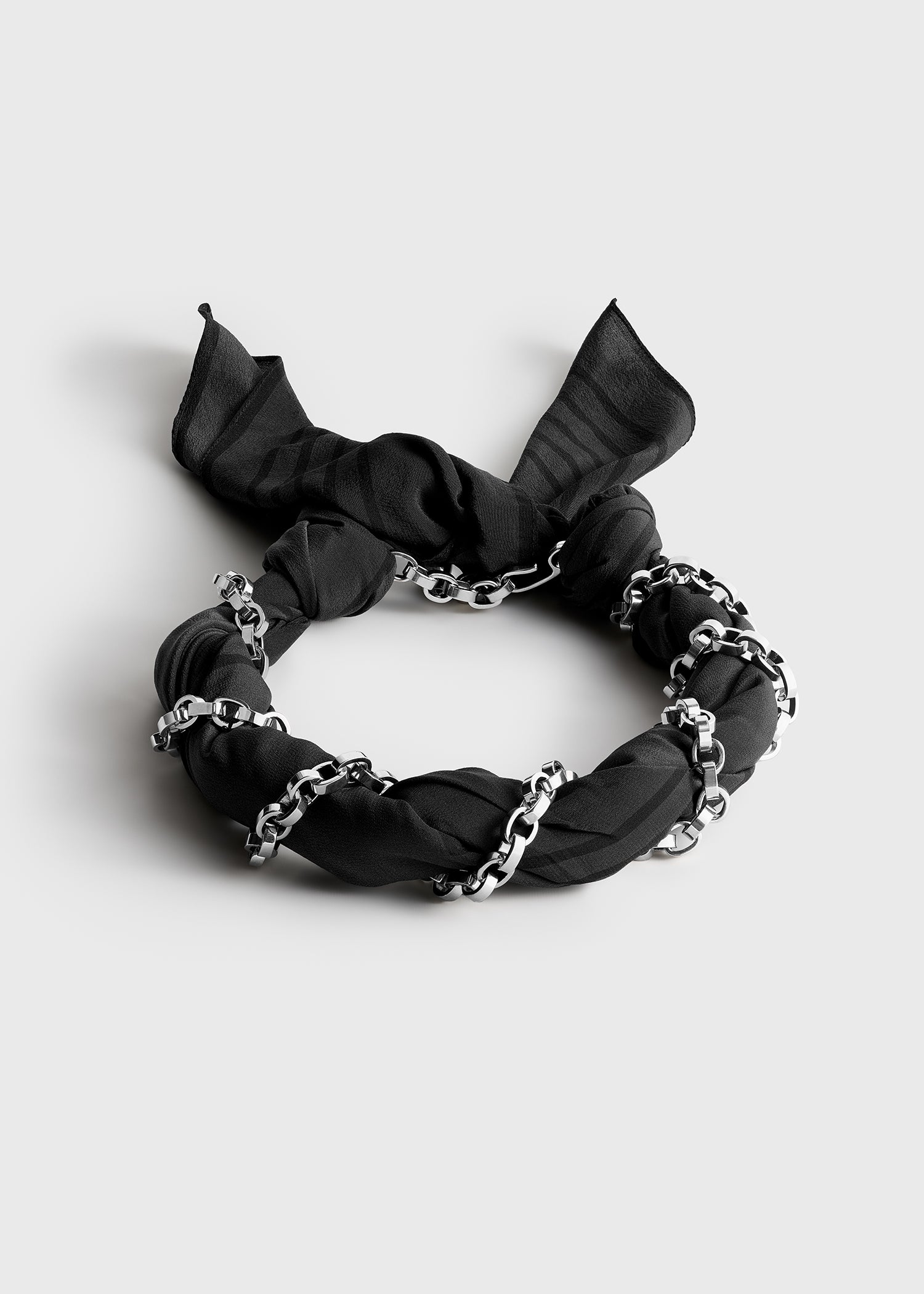 Silk scarf collar faded black/black/silver