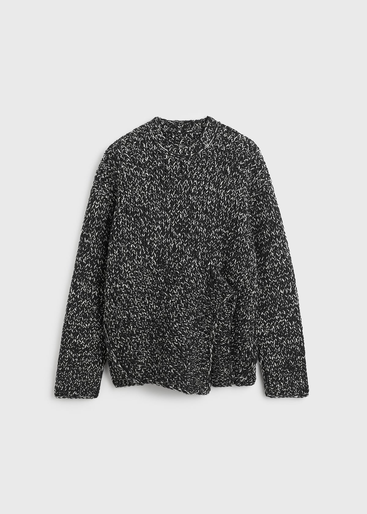 Asymmetric wool silk knit black/ecru