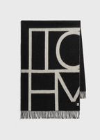 Monogram brushed wool scarf black