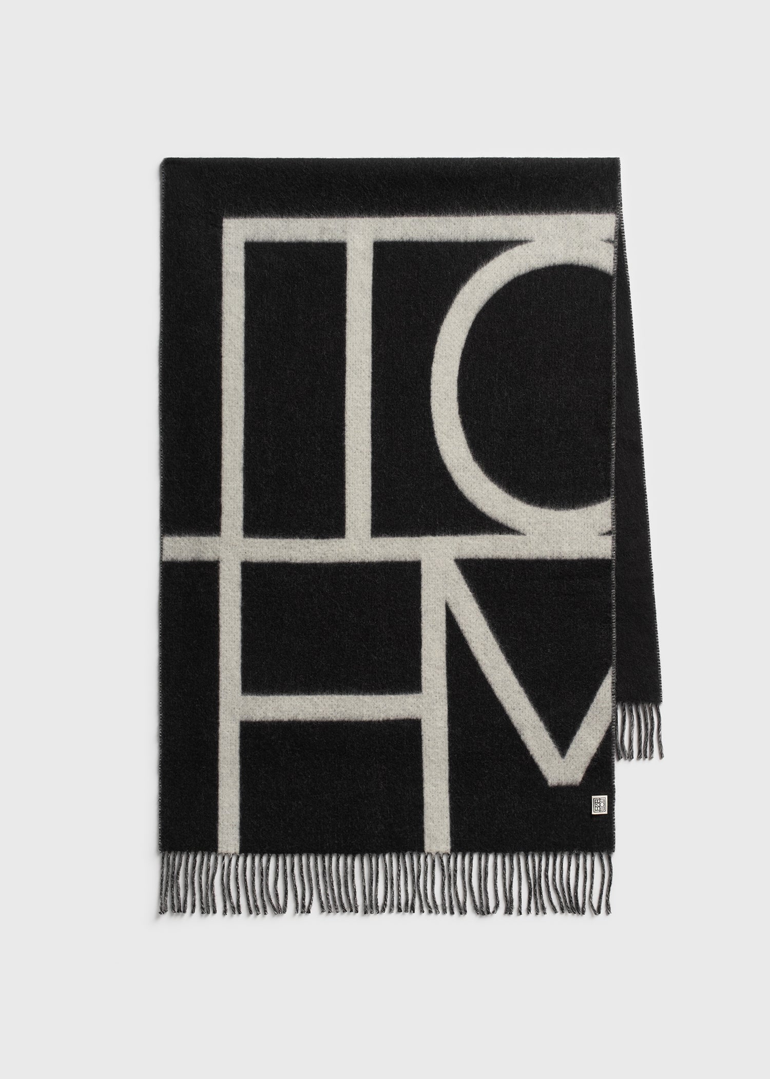 Monogram brushed wool scarf black