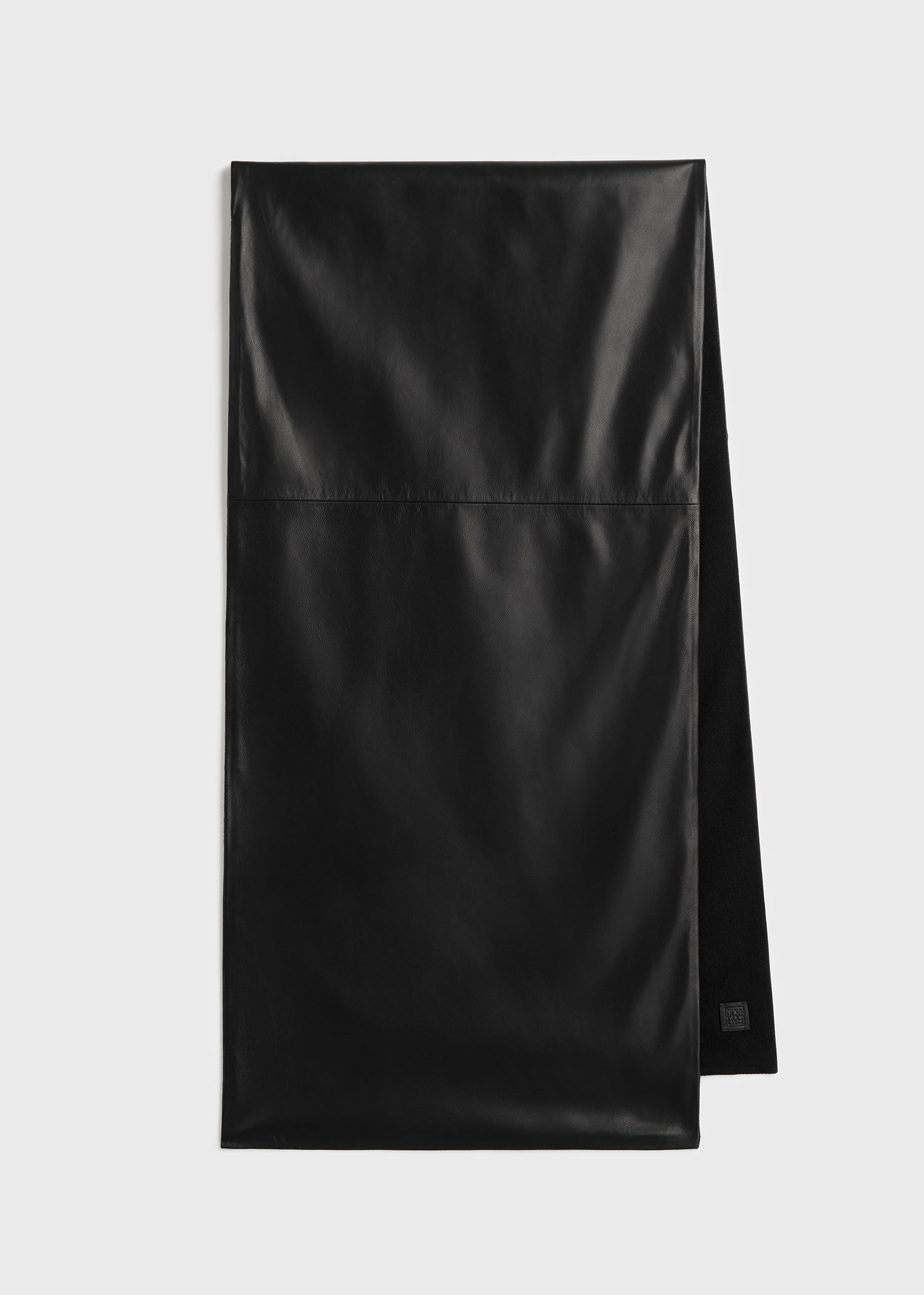 Leather cashmere scarf black