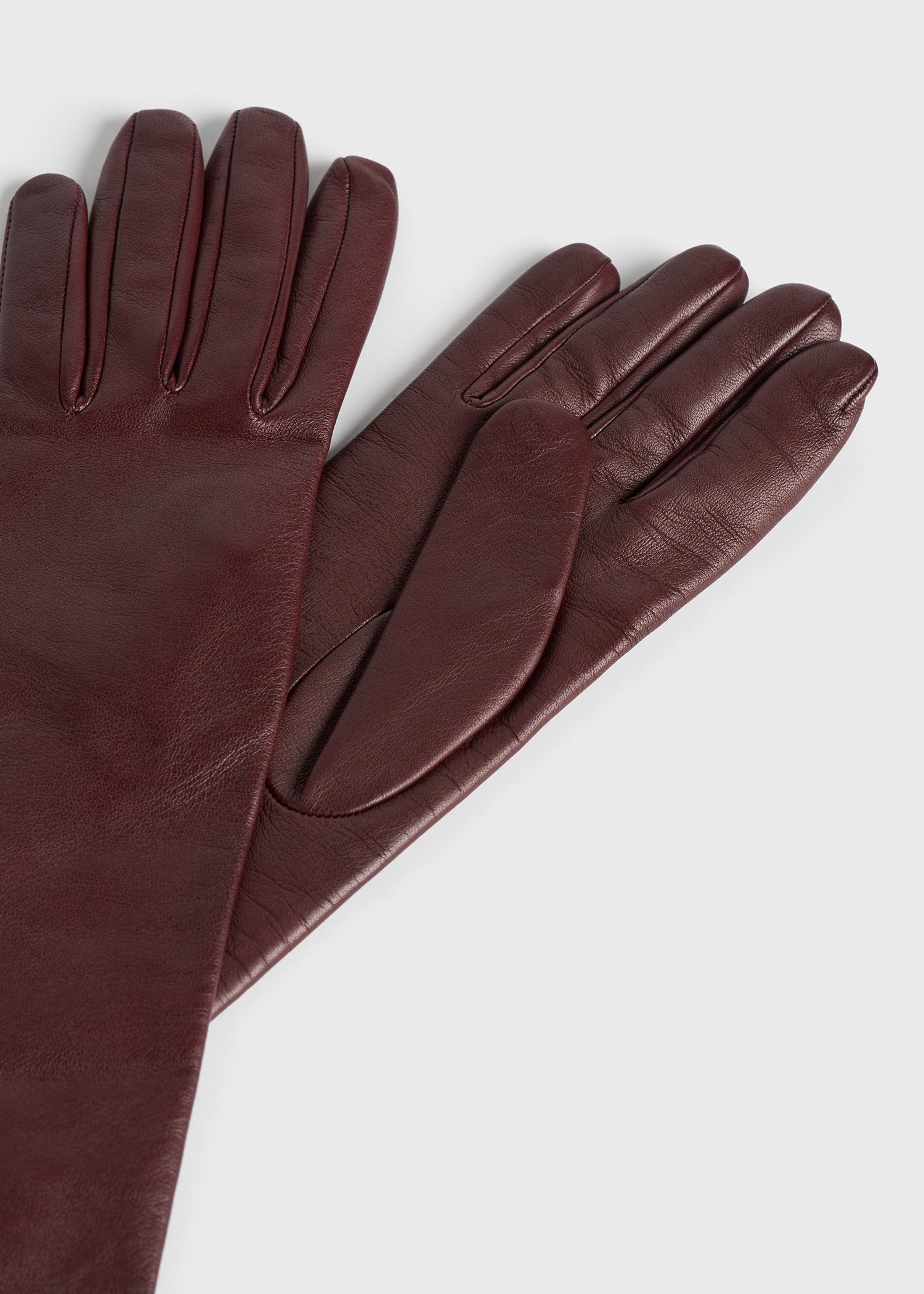 Extra-long leather gloves bordeaux