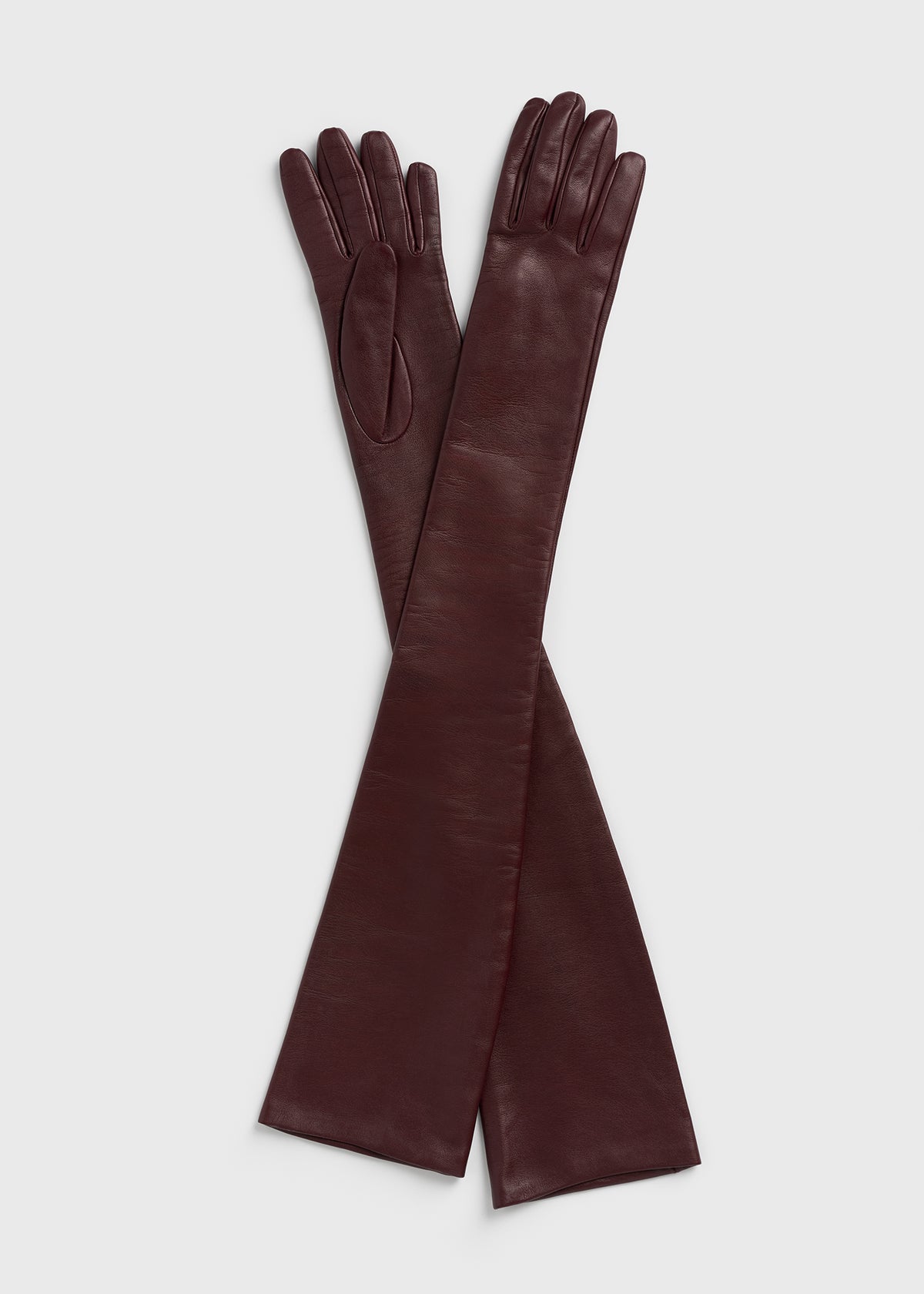 Extra-long leather gloves bordeaux