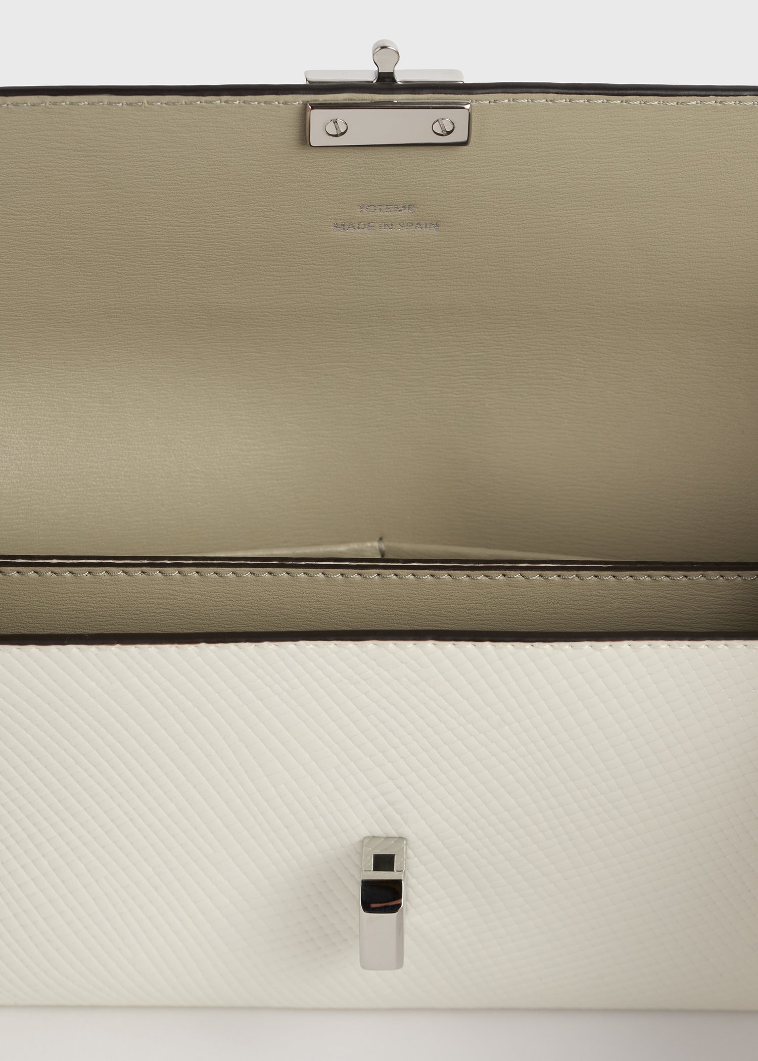 T-lock palmellato-patent wallet off-white