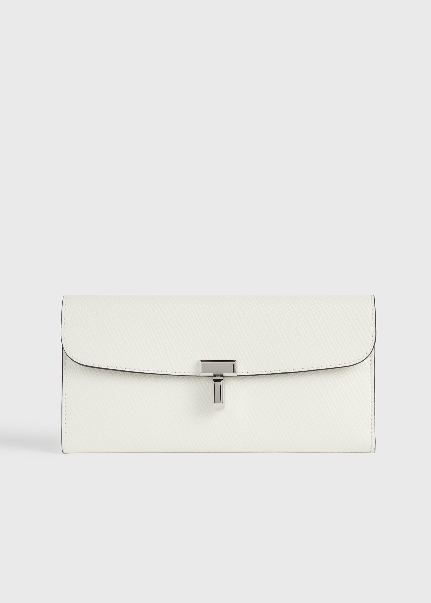 T-lock palmellato-patent wallet off-white