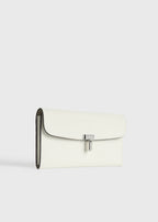 T-lock palmellato-patent wallet off-white