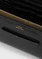 Soft croco-embossed t-clutch black