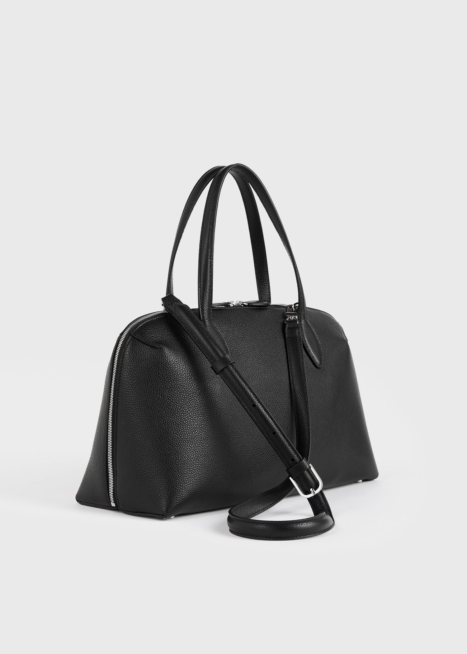 Medium grained-leather day tote black