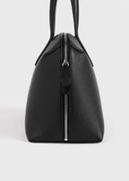 Medium grained-leather day tote black