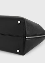 Medium grained-leather day tote black