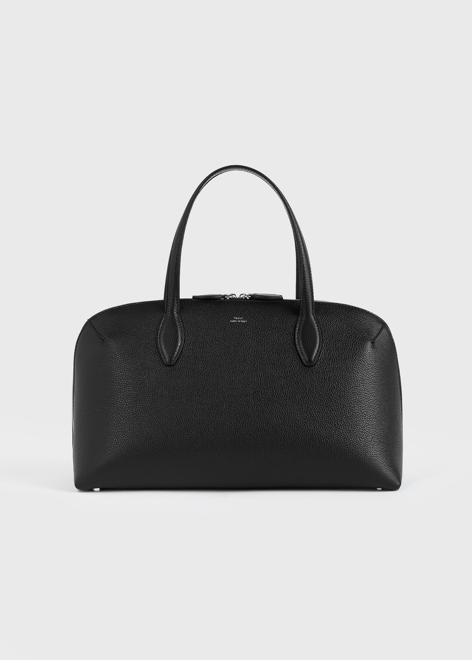 Medium grained-leather day tote black