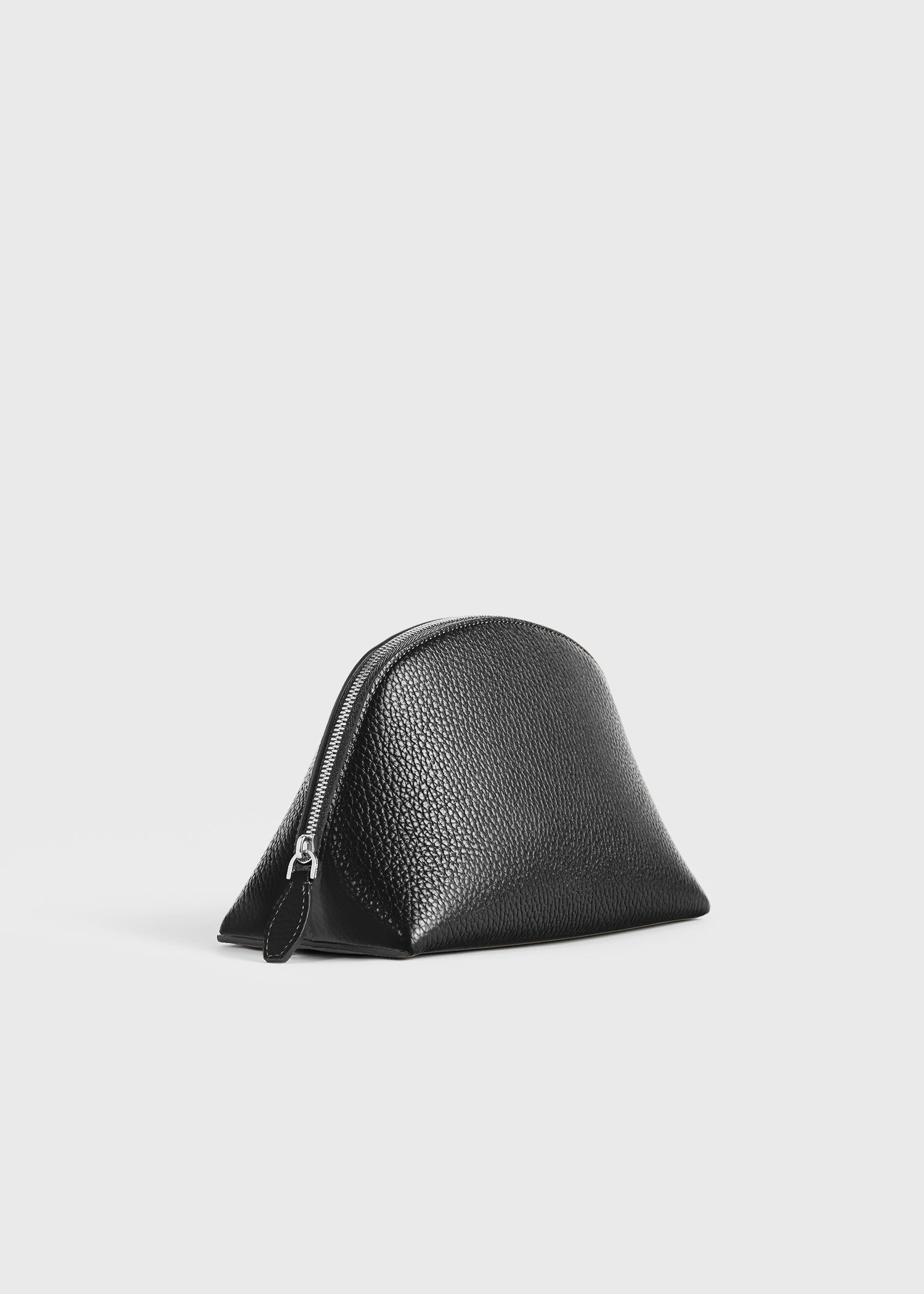 Small grained-leather day pouch black