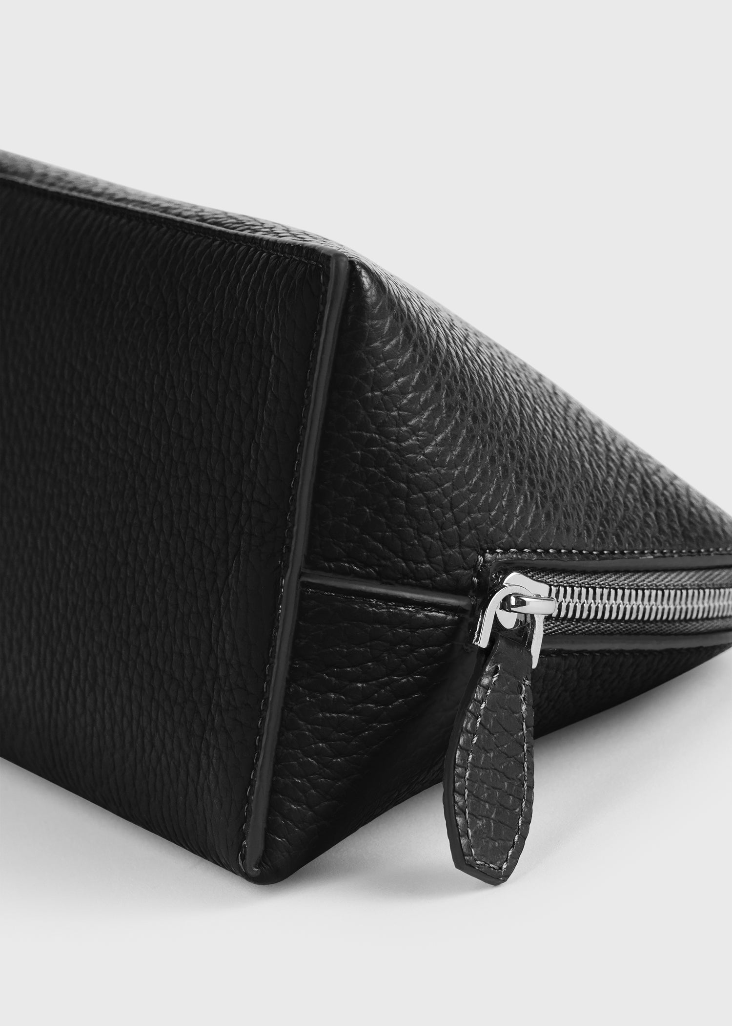 Small grained-leather day pouch black