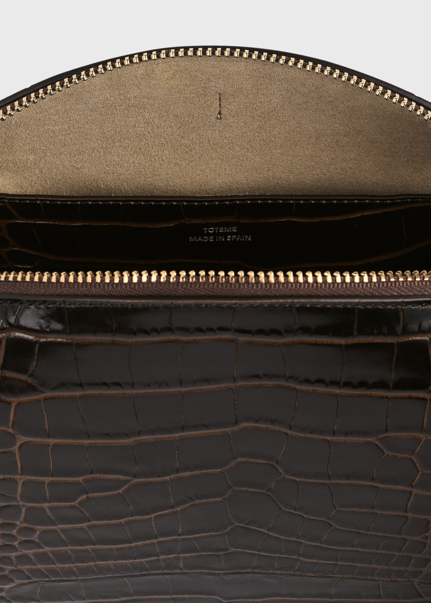 Medium croco-embossed day pouch dark brown