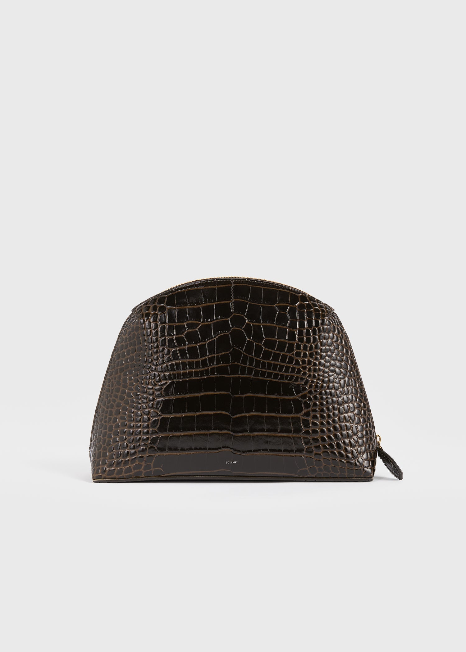 Medium croco-embossed day pouch dark brown