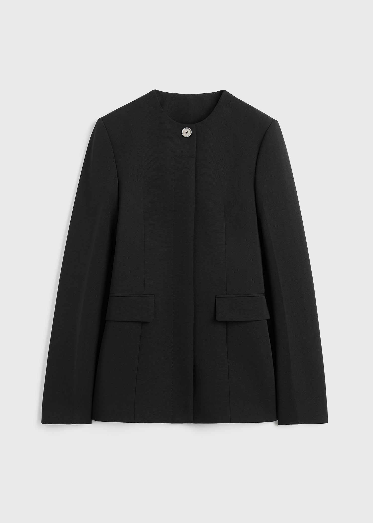 Collarless evening jacket black